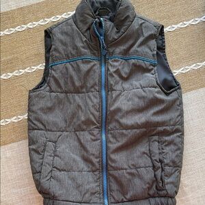 Boys Gray Puffer Vest with Blue Accents
